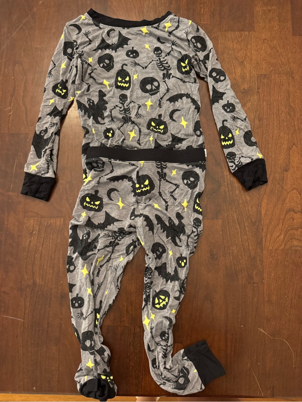 Little Sleepies Gray & Yellow Halloween Ghosts and Pumpkins Pajama Costume
